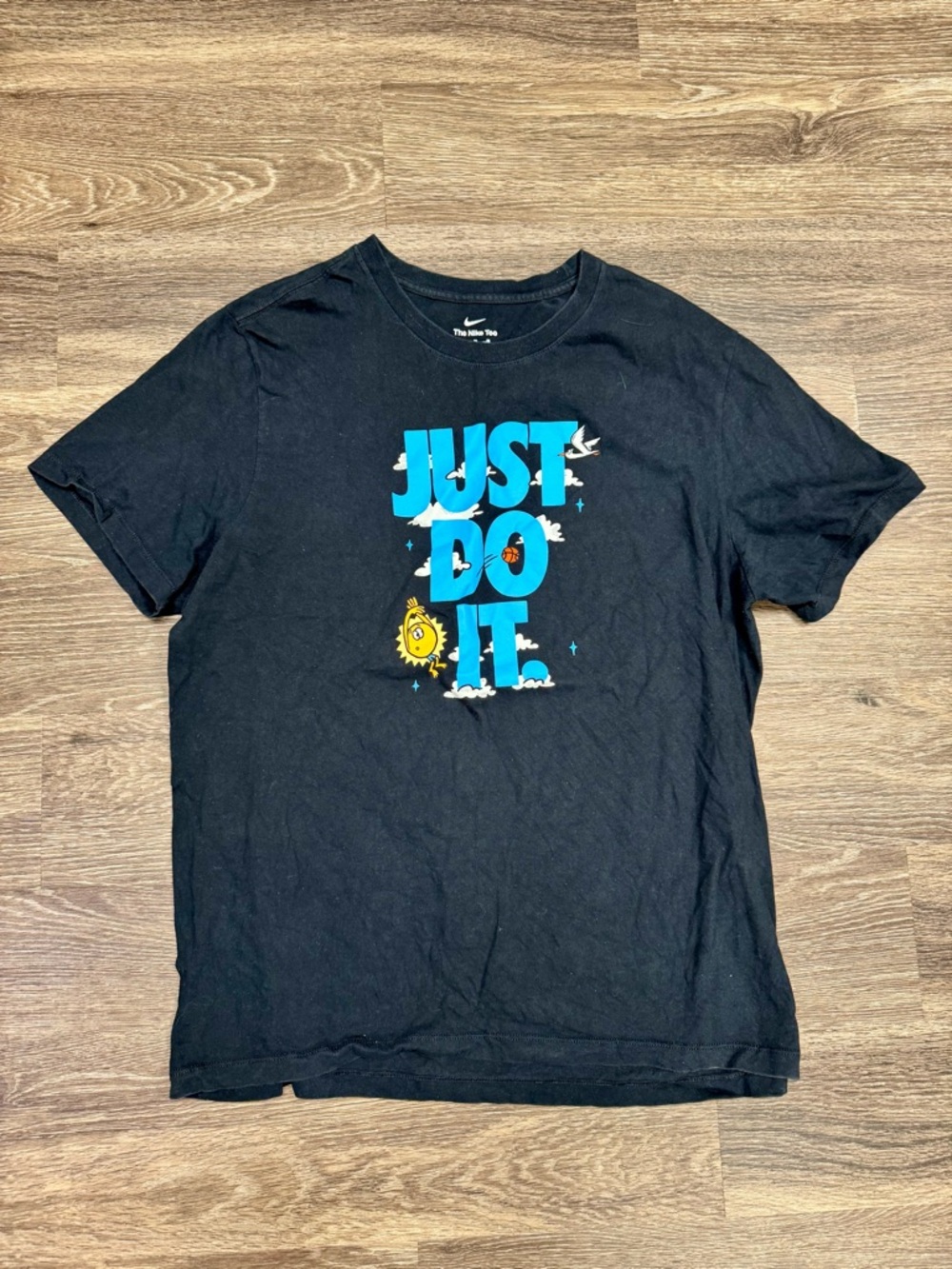 Nike Just Do It Graphic T-Shirt Black Blue Logo Tee XL